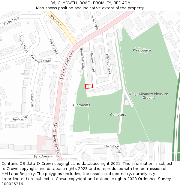 36, GLADWELL ROAD, BROMLEY, BR1 4DA: Location map and indicative extent of plot