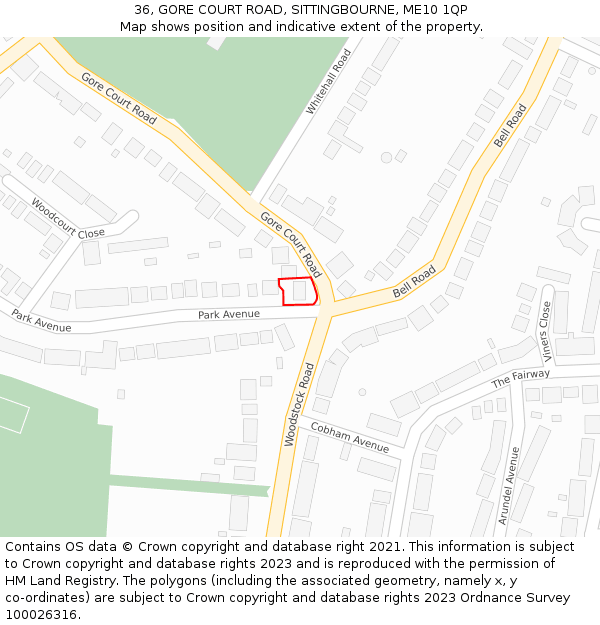 36, GORE COURT ROAD, SITTINGBOURNE, ME10 1QP: Location map and indicative extent of plot