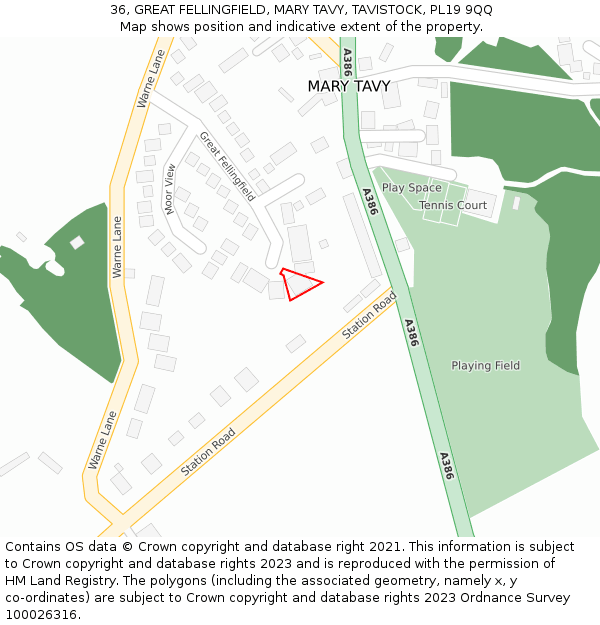 36, GREAT FELLINGFIELD, MARY TAVY, TAVISTOCK, PL19 9QQ: Location map and indicative extent of plot