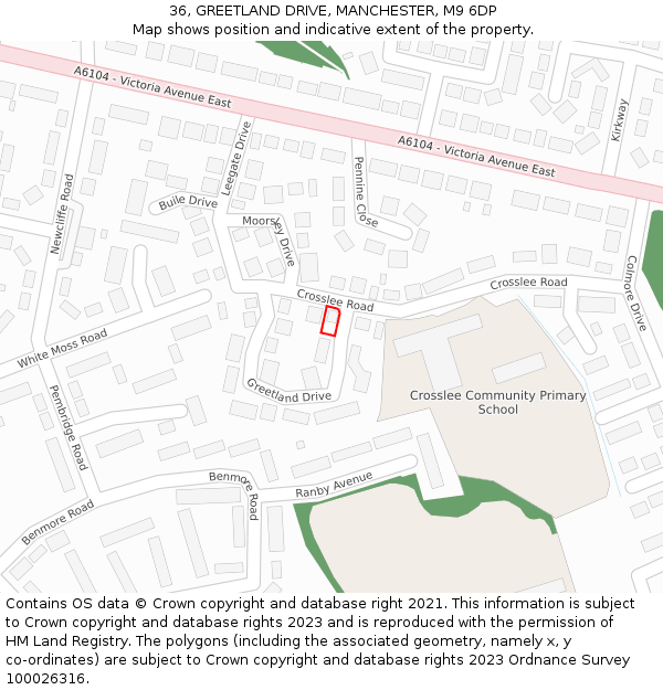 36, GREETLAND DRIVE, MANCHESTER, M9 6DP: Location map and indicative extent of plot