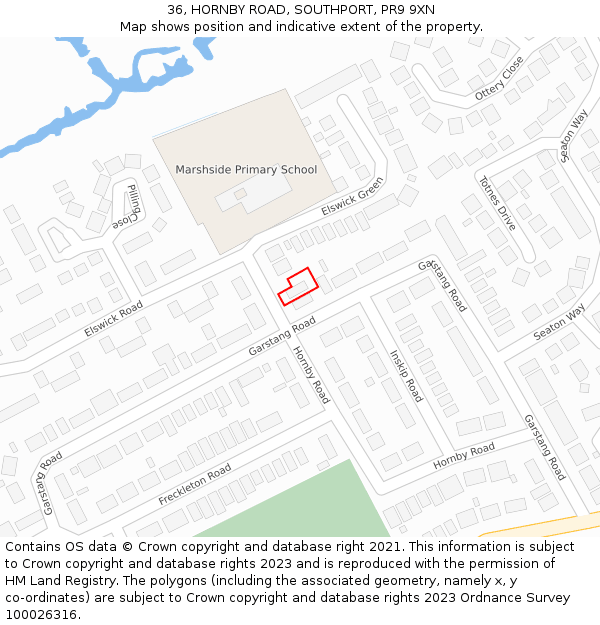 36, HORNBY ROAD, SOUTHPORT, PR9 9XN: Location map and indicative extent of plot