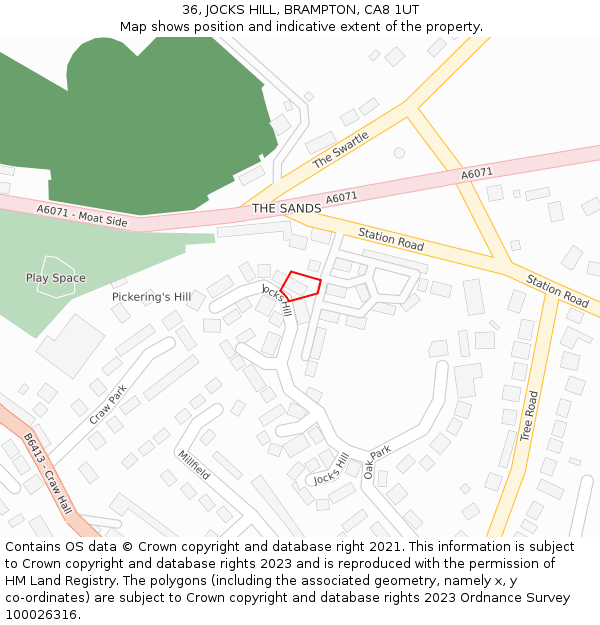 36, JOCKS HILL, BRAMPTON, CA8 1UT: Location map and indicative extent of plot