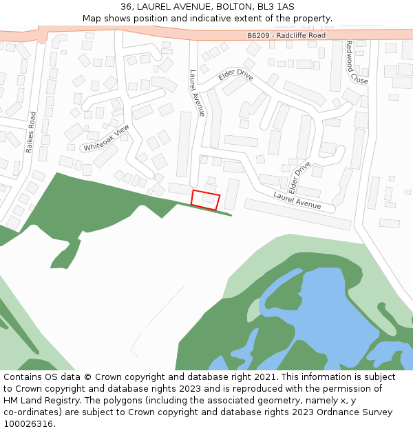 36, LAUREL AVENUE, BOLTON, BL3 1AS: Location map and indicative extent of plot