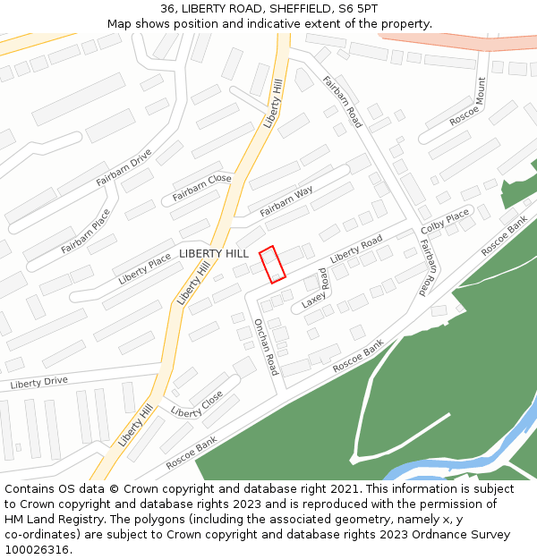 36, LIBERTY ROAD, SHEFFIELD, S6 5PT: Location map and indicative extent of plot
