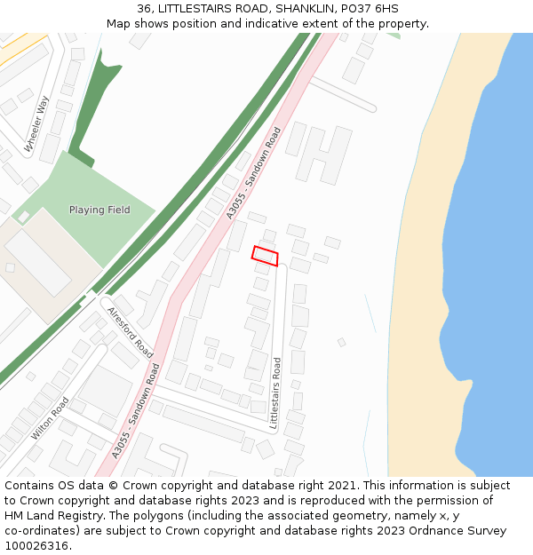 36, LITTLESTAIRS ROAD, SHANKLIN, PO37 6HS: Location map and indicative extent of plot