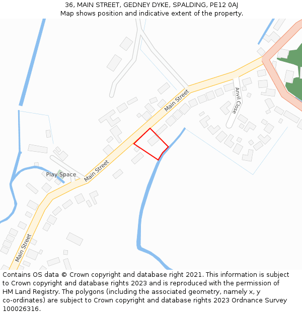 36, MAIN STREET, GEDNEY DYKE, SPALDING, PE12 0AJ: Location map and indicative extent of plot
