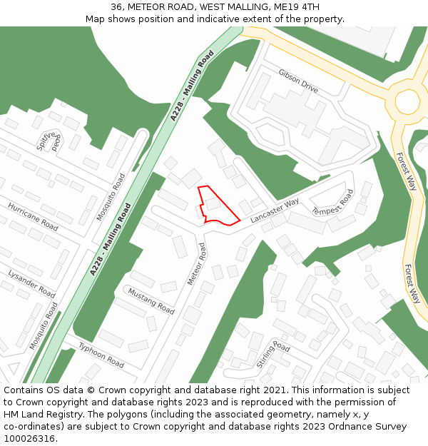 36, METEOR ROAD, WEST MALLING, ME19 4TH: Location map and indicative extent of plot