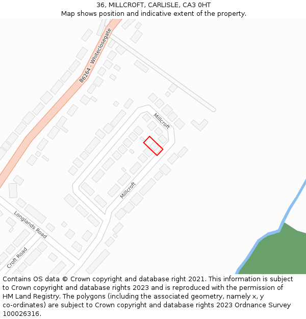 36, MILLCROFT, CARLISLE, CA3 0HT: Location map and indicative extent of plot