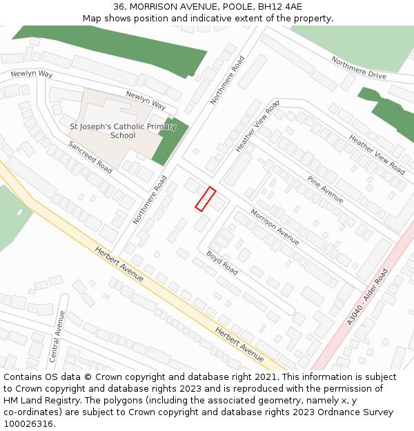 36, MORRISON AVENUE, POOLE, BH12 4AE: Location map and indicative extent of plot