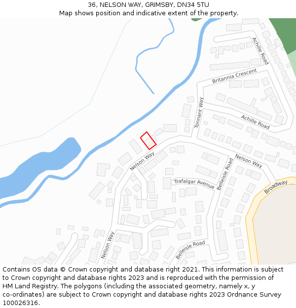 36, NELSON WAY, GRIMSBY, DN34 5TU: Location map and indicative extent of plot