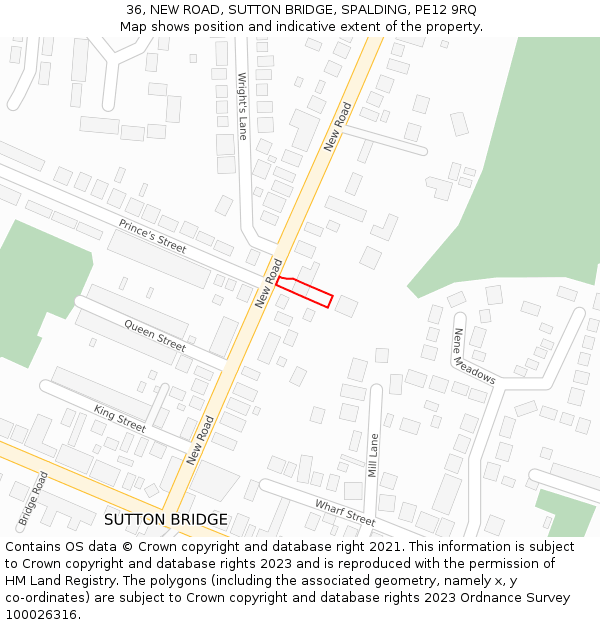 36, NEW ROAD, SUTTON BRIDGE, SPALDING, PE12 9RQ: Location map and indicative extent of plot