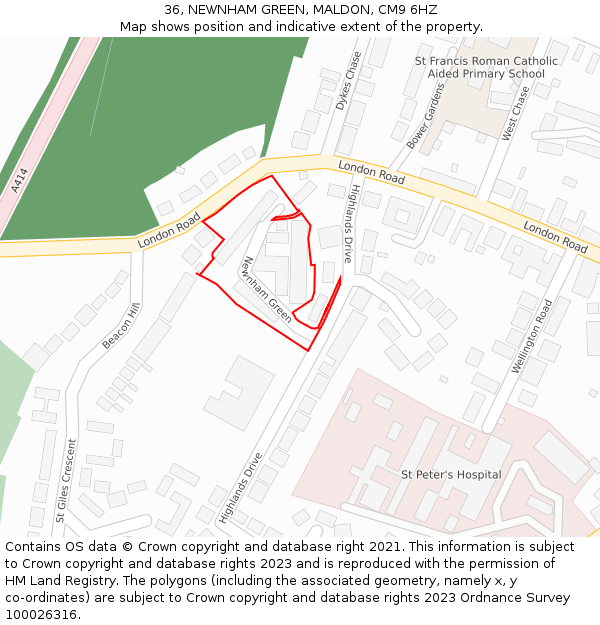 36, NEWNHAM GREEN, MALDON, CM9 6HZ: Location map and indicative extent of plot