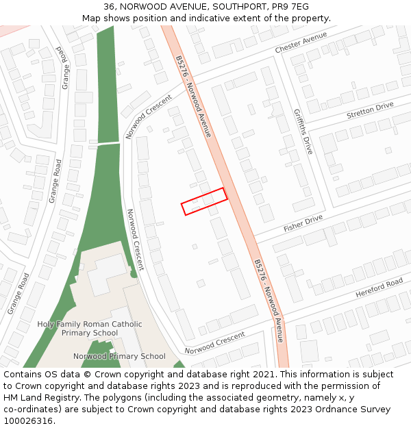 36, NORWOOD AVENUE, SOUTHPORT, PR9 7EG: Location map and indicative extent of plot