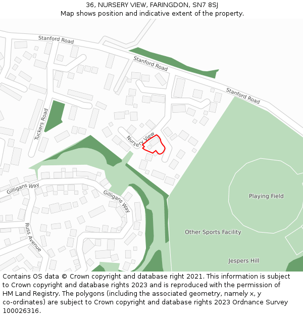 36, NURSERY VIEW, FARINGDON, SN7 8SJ: Location map and indicative extent of plot