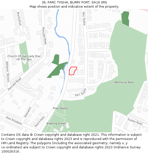 36, PARC TYISHA, BURRY PORT, SA16 0RS: Location map and indicative extent of plot