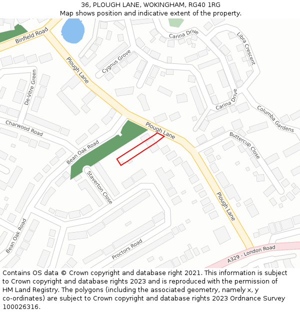 36, PLOUGH LANE, WOKINGHAM, RG40 1RG: Location map and indicative extent of plot