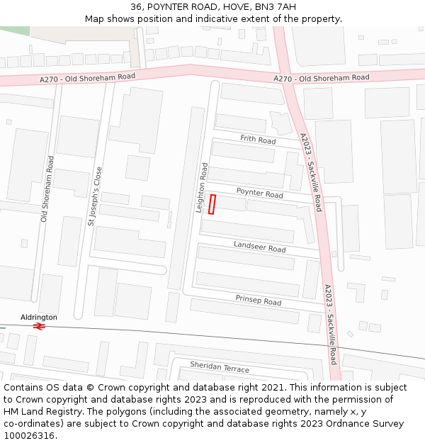 36, POYNTER ROAD, HOVE, BN3 7AH: Location map and indicative extent of plot