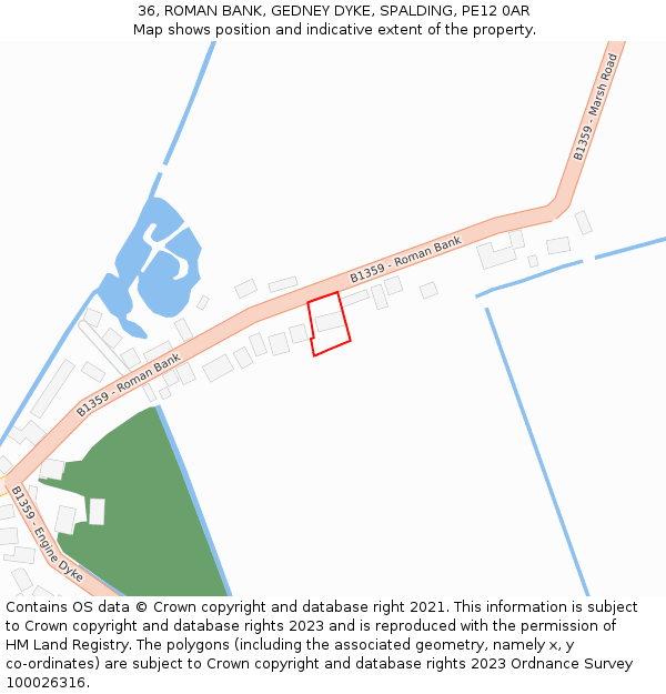36, ROMAN BANK, GEDNEY DYKE, SPALDING, PE12 0AR: Location map and indicative extent of plot