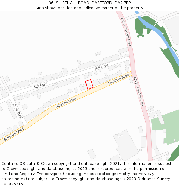36, SHIREHALL ROAD, DARTFORD, DA2 7RP: Location map and indicative extent of plot