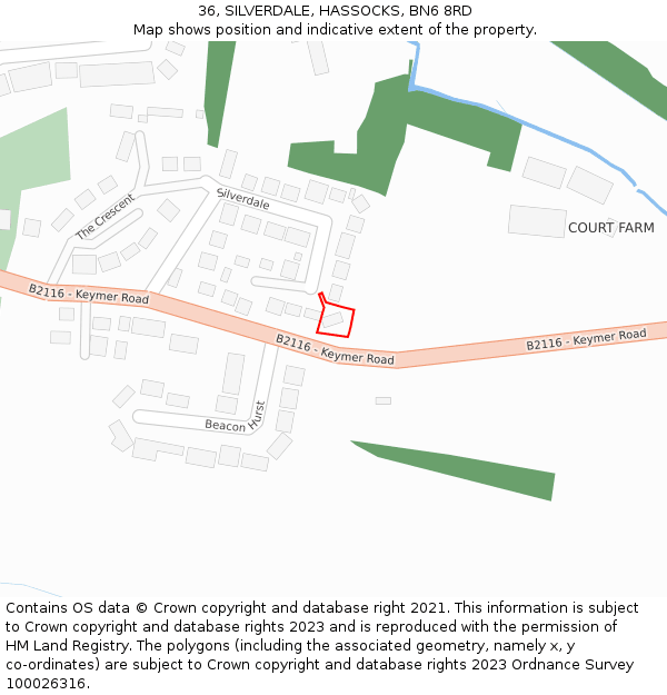 36, SILVERDALE, HASSOCKS, BN6 8RD: Location map and indicative extent of plot
