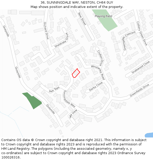 36, SUNNINGDALE WAY, NESTON, CH64 0UY: Location map and indicative extent of plot