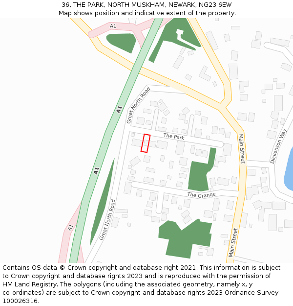 36, THE PARK, NORTH MUSKHAM, NEWARK, NG23 6EW: Location map and indicative extent of plot