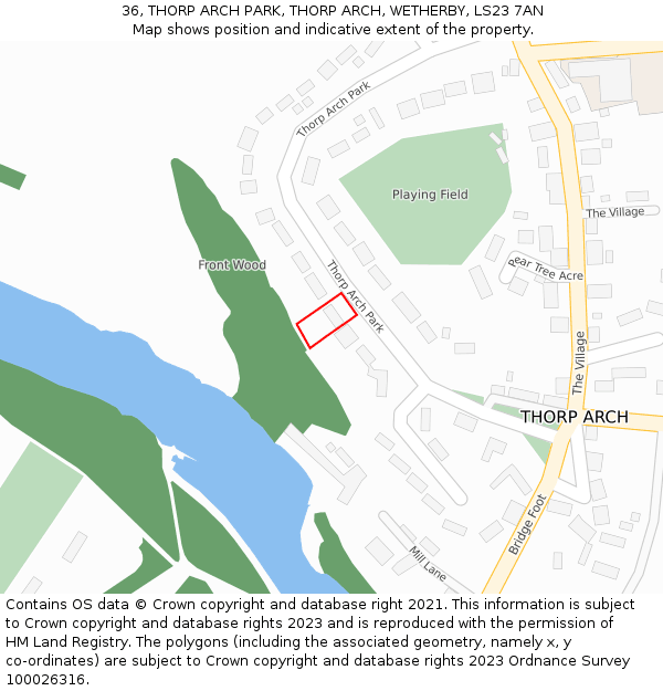 36, THORP ARCH PARK, THORP ARCH, WETHERBY, LS23 7AN: Location map and indicative extent of plot