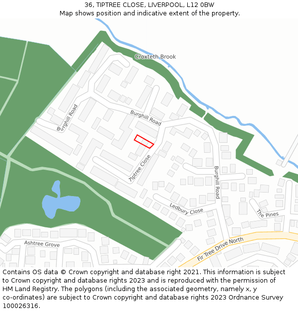 36, TIPTREE CLOSE, LIVERPOOL, L12 0BW: Location map and indicative extent of plot