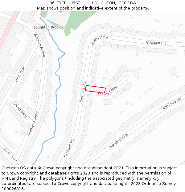 36, TYCEHURST HILL, LOUGHTON, IG10 1DA: Location map and indicative extent of plot