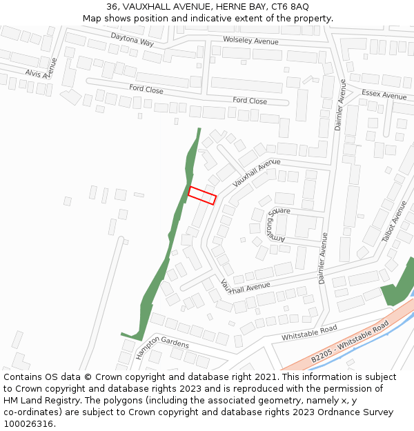 36, VAUXHALL AVENUE, HERNE BAY, CT6 8AQ: Location map and indicative extent of plot