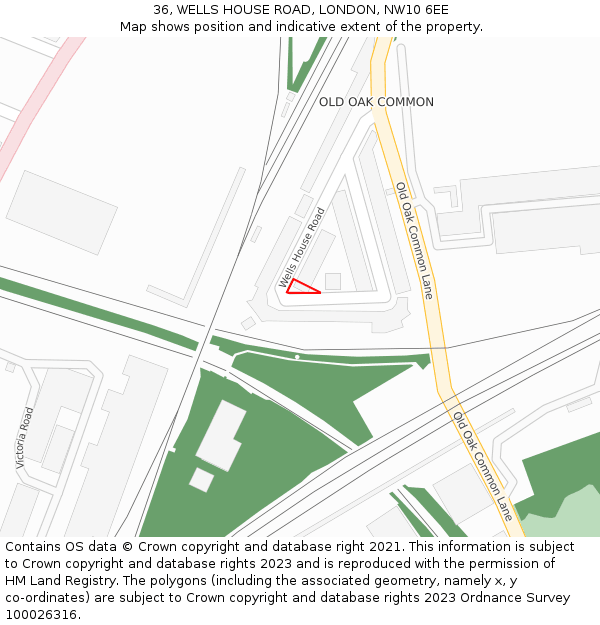 36, WELLS HOUSE ROAD, LONDON, NW10 6EE: Location map and indicative extent of plot