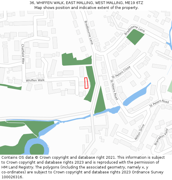 36, WHIFFEN WALK, EAST MALLING, WEST MALLING, ME19 6TZ: Location map and indicative extent of plot