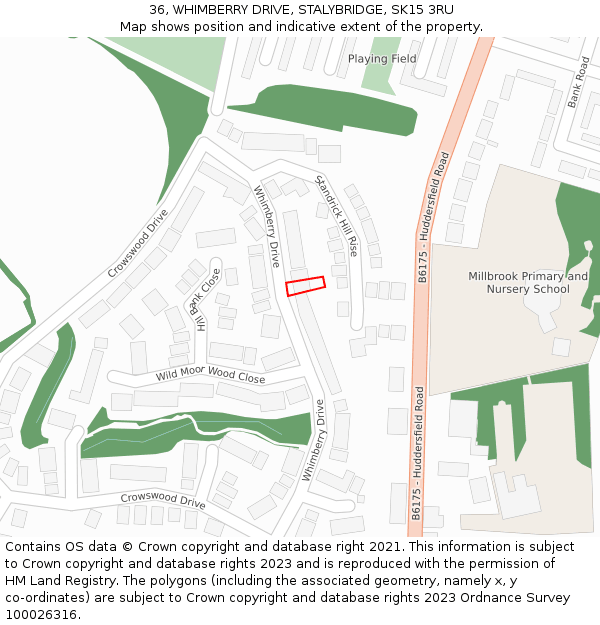 36, WHIMBERRY DRIVE, STALYBRIDGE, SK15 3RU: Location map and indicative extent of plot