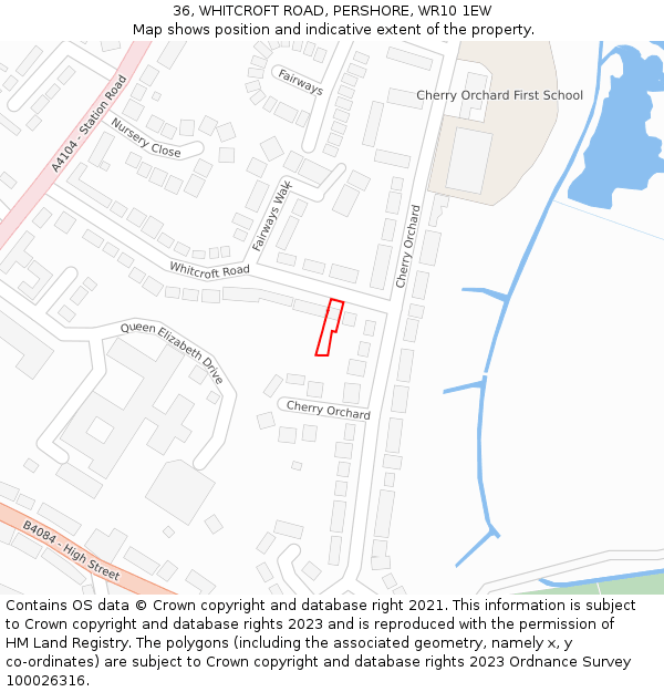36, WHITCROFT ROAD, PERSHORE, WR10 1EW: Location map and indicative extent of plot
