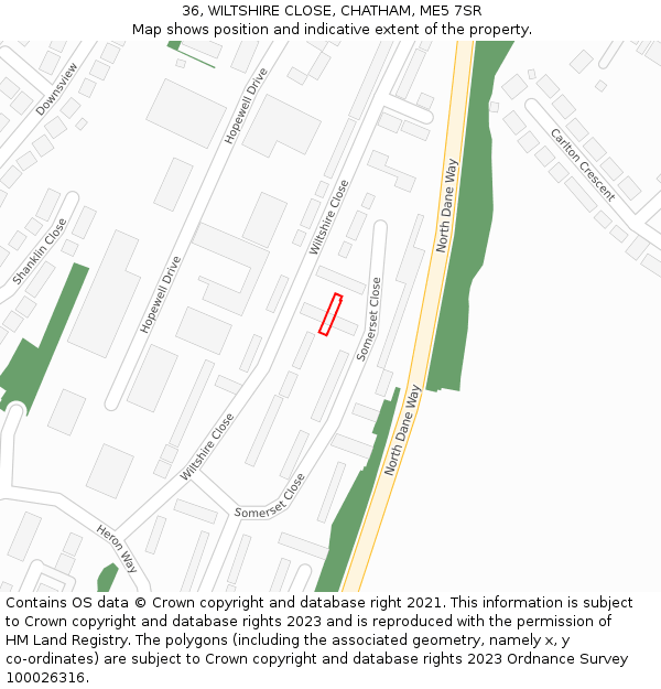 36, WILTSHIRE CLOSE, CHATHAM, ME5 7SR: Location map and indicative extent of plot