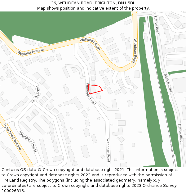 36, WITHDEAN ROAD, BRIGHTON, BN1 5BL: Location map and indicative extent of plot