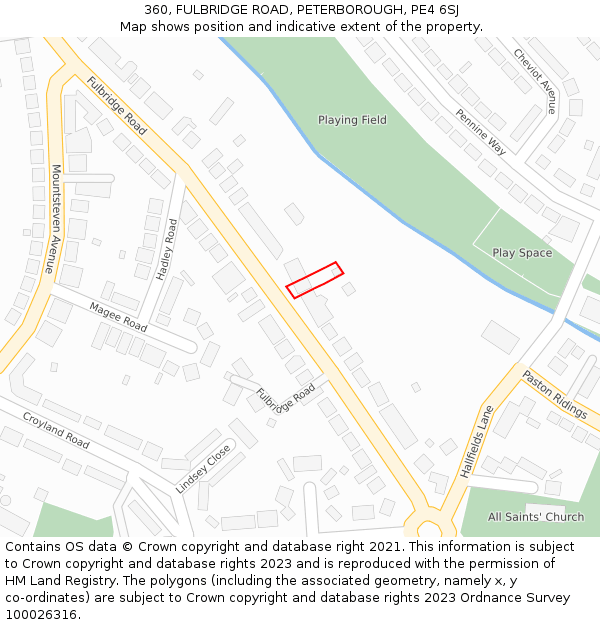 360, FULBRIDGE ROAD, PETERBOROUGH, PE4 6SJ: Location map and indicative extent of plot