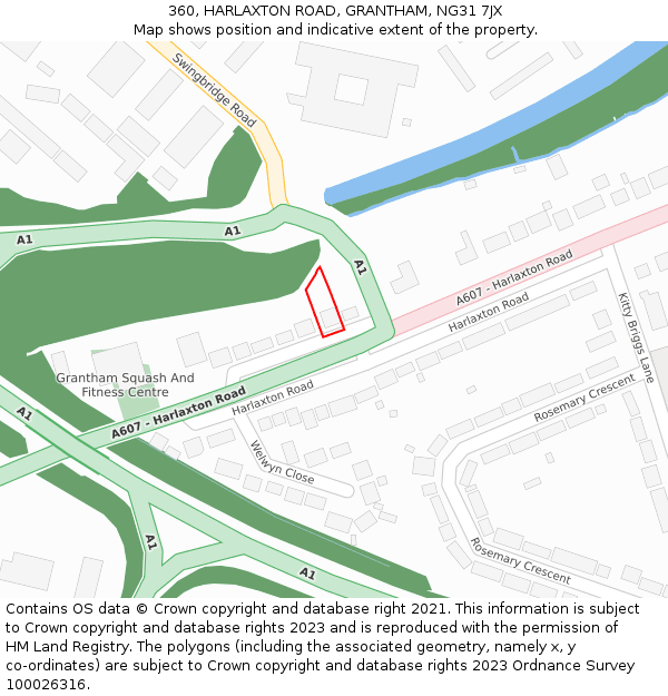 360, HARLAXTON ROAD, GRANTHAM, NG31 7JX: Location map and indicative extent of plot