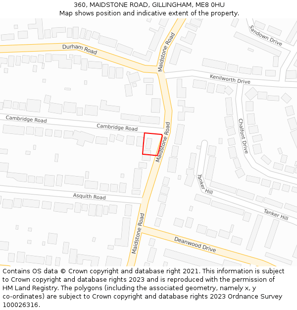 360, MAIDSTONE ROAD, GILLINGHAM, ME8 0HU: Location map and indicative extent of plot