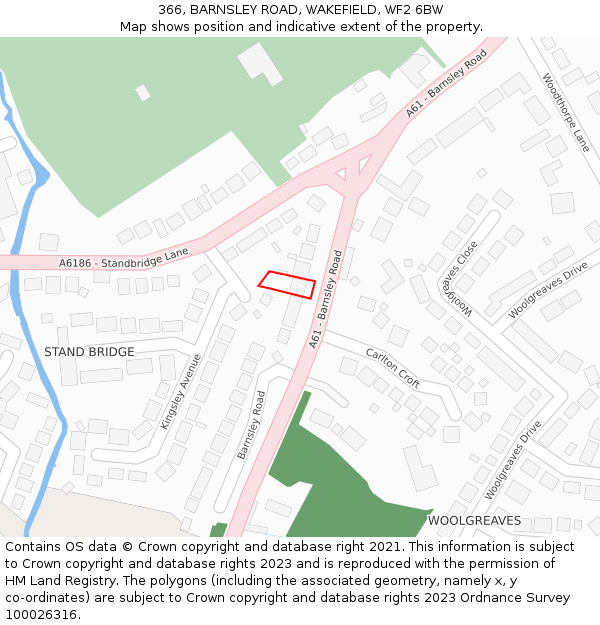 366, BARNSLEY ROAD, WAKEFIELD, WF2 6BW: Location map and indicative extent of plot