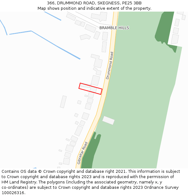 366, DRUMMOND ROAD, SKEGNESS, PE25 3BB: Location map and indicative extent of plot