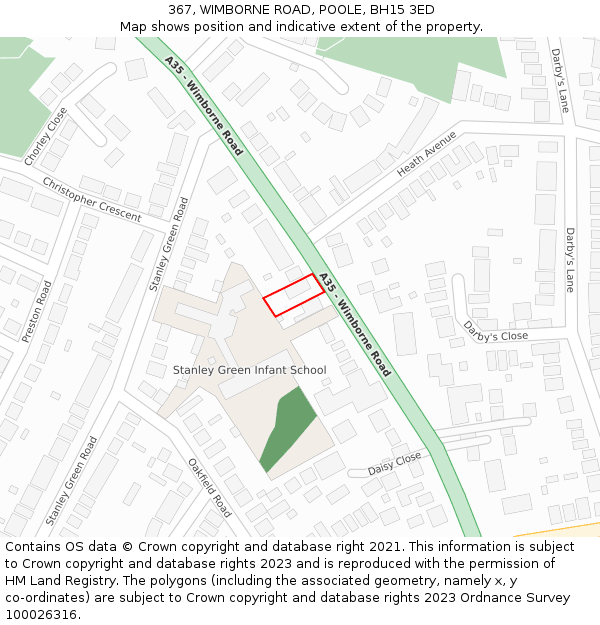 367, WIMBORNE ROAD, POOLE, BH15 3ED: Location map and indicative extent of plot