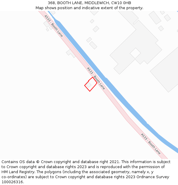 368, BOOTH LANE, MIDDLEWICH, CW10 0HB: Location map and indicative extent of plot