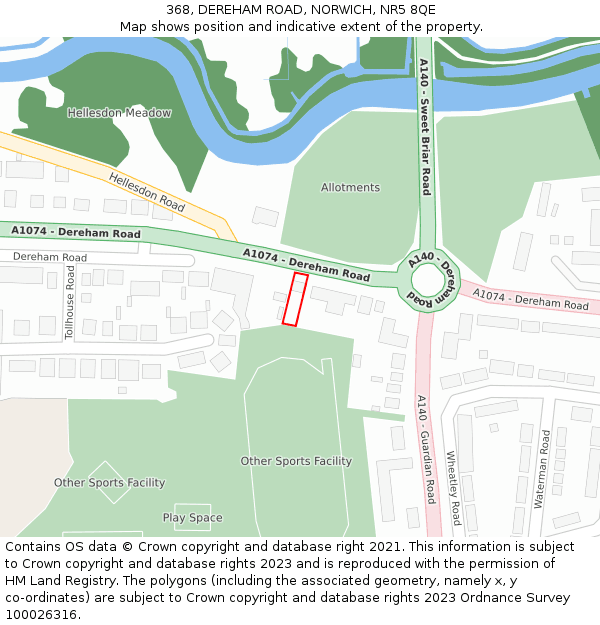 368, DEREHAM ROAD, NORWICH, NR5 8QE: Location map and indicative extent of plot