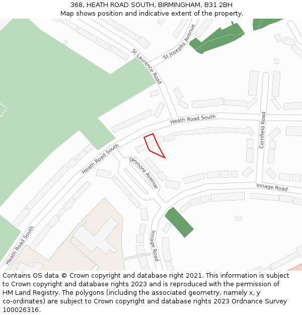 368, HEATH ROAD SOUTH, BIRMINGHAM, B31 2BH: Location map and indicative extent of plot