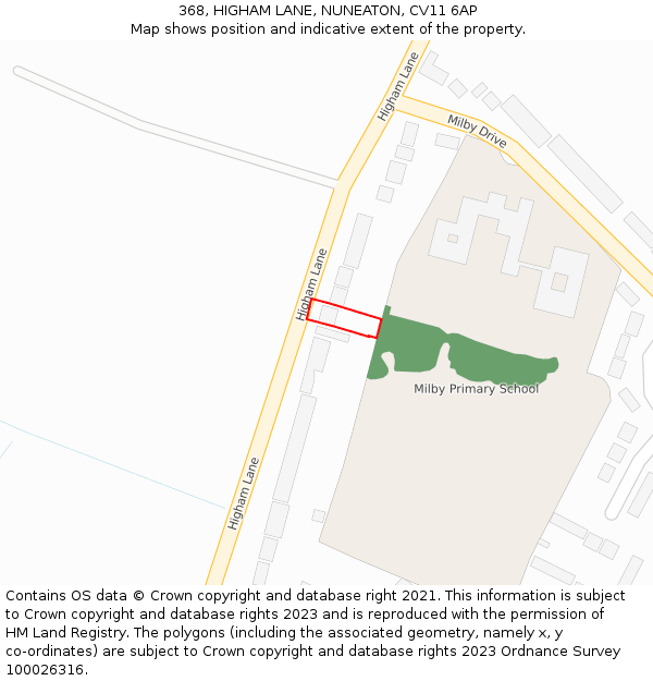 368, HIGHAM LANE, NUNEATON, CV11 6AP: Location map and indicative extent of plot