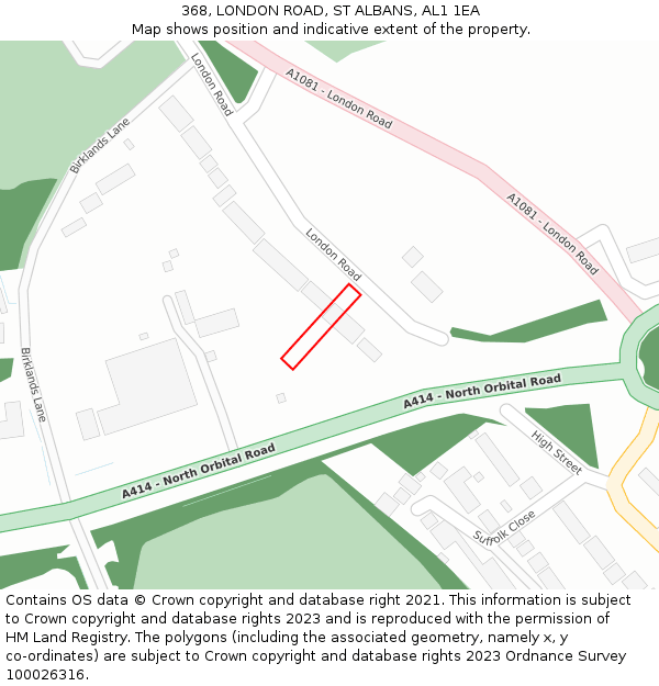 368, LONDON ROAD, ST ALBANS, AL1 1EA: Location map and indicative extent of plot