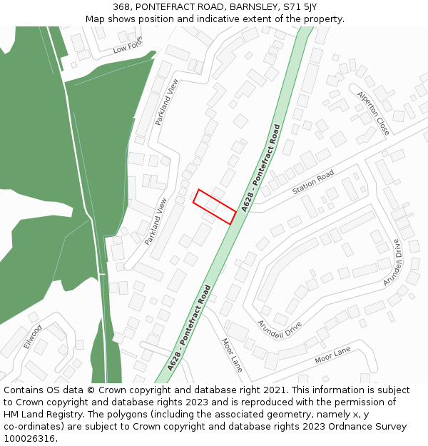 368, PONTEFRACT ROAD, BARNSLEY, S71 5JY: Location map and indicative extent of plot