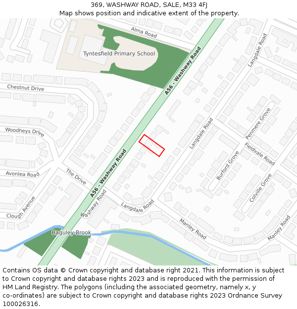 369, WASHWAY ROAD, SALE, M33 4FJ: Location map and indicative extent of plot