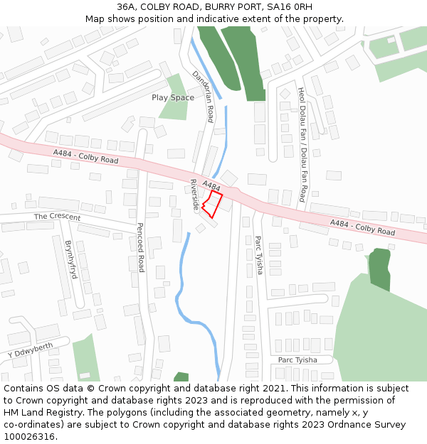 36A, COLBY ROAD, BURRY PORT, SA16 0RH: Location map and indicative extent of plot